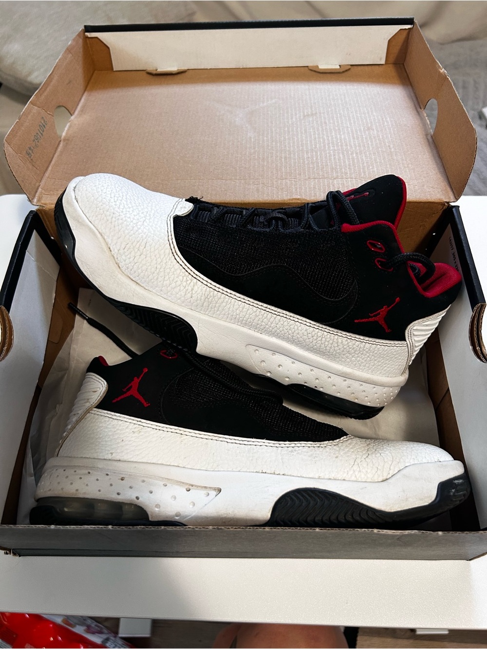 Air Jordan Black White Red Basketball Sneakers - Retro High Top